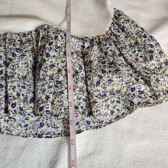 Hyacinth House Womens Cottagecore Romantic Puff Sleeve Peplum Top XS Floral - Picture 7 of 9